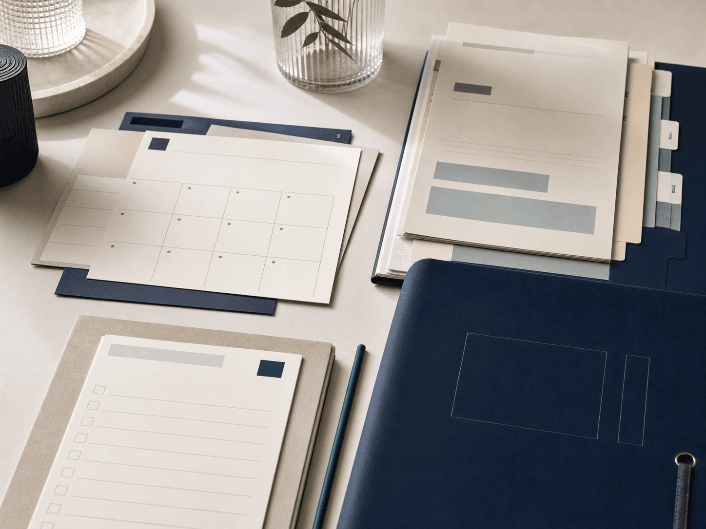 An organised tax planning workspace with a calendar and checklist